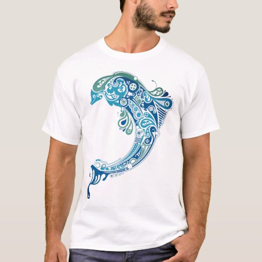 T-shirt Trending Turquoise Dolphin Tattoo Abstrait Art (Devant)