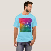 T-shirt Trendy Ajouter Votre Image Logo Modèle photo Bleu (Devant entier)