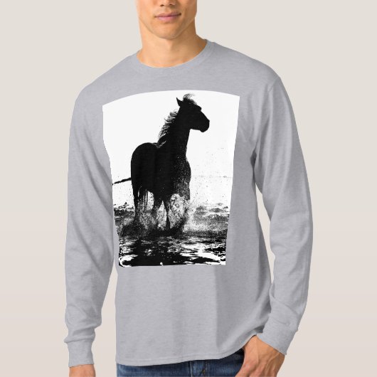 T-shirt Trendy Grey Moderne Runse Horse Pop Art Modèle (Devant)