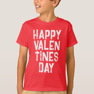 T-SHIRT TRENDY HAPPY VALENTINES DAME BLANC TYPOGRAPHIE T-S