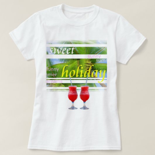 T-shirt Trendy Holiday Palms Sky White Elegant Modèle (Design devant)