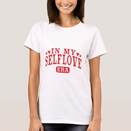 T-shirt Trendy In My Self Love Era Typographie Coeurs roug (Devant)