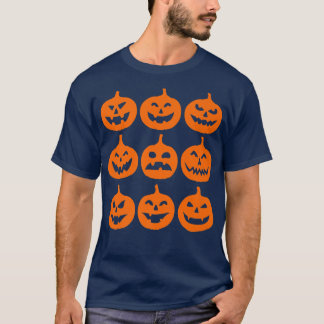 T-shirt Trendy Jack O Lantern Halloween Grid