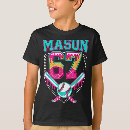 T-shirt Trendy Mason 67 Mem Ice Cream Drip Baseball Birthd (Devant)