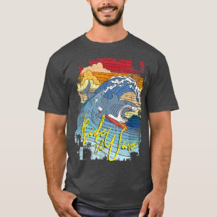 T-shirt Trendy Rainbow Shark Graphic Ride The Wave 