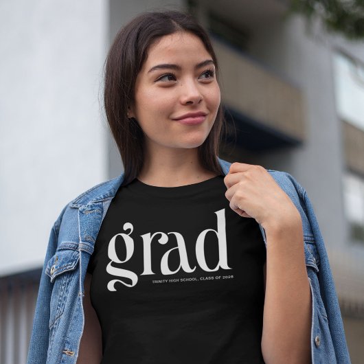 T-shirt Trendy Simple Grad noir & blanc Graduation