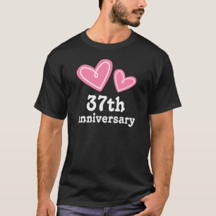 T-shirt trente-septième Coeurs de cadeau d'anniversaire