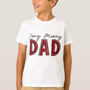 T-shirt Très Joyeux Papa Red Buffalo Plaid Famille Noël