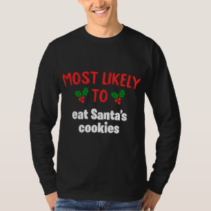 T-shirt Très Probable À Noël Mangez Santas Famille De Cook