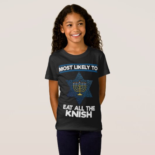 T-Shirt Très Probable De Manger Toutes Les Knish Menorah F (Devant entier)
