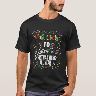 T-shirt Très Probable D'Écouter Noël Musique Match Famille