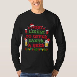 T-shirt Très Probable D'Offrir À Père Noël Une Bière Drôle