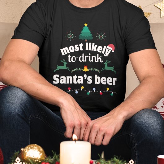 T-shirt Très susceptible de boire la bière de Père Noël No