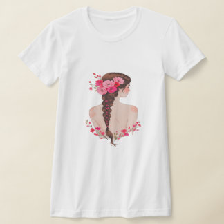 T-shirt Tresse florale romantique avec Roses - Elegant Art