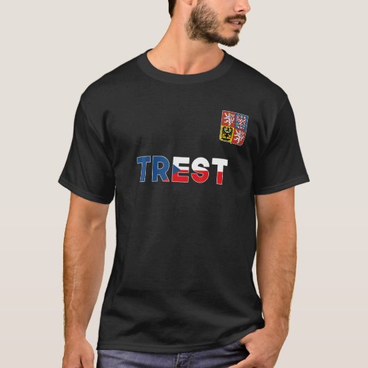 T-shirt Trest République Tchèque Drapeau Coeur Lion Coat D (Devant)