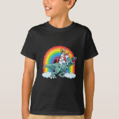 T-shirt Trex Dinosaur Arc-en-ciel d'Unicorne (Devant)