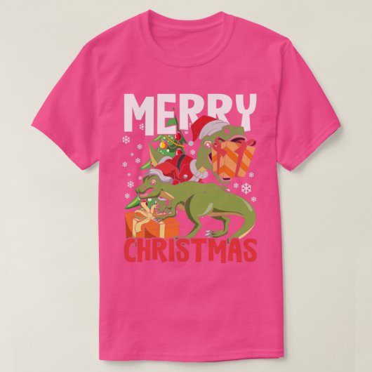 T-shirt Trex Dinosaur Joyeux Noël 1 (Design devant)