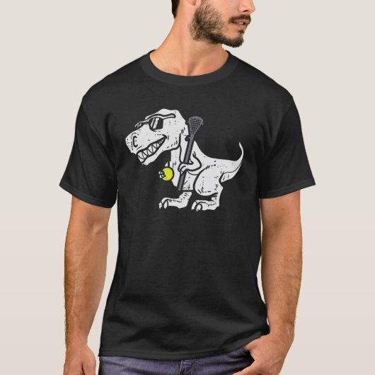 T-shirt Trex Dinosaur Lacrosse Funny Lecteur Laxie Goalie (Devant)