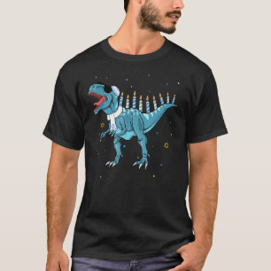 T-shirt Trex Dinosaur Menorah Hanoukka Chanukah Jewish Boy
