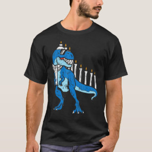 T-shirt Trex Dinosaur Menorah Hanoukka Chanukah Jewish Boy