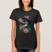 T-shirt Trex Dinosaur Sugar Skull Sombrero Cinco de mayo M (Devant)