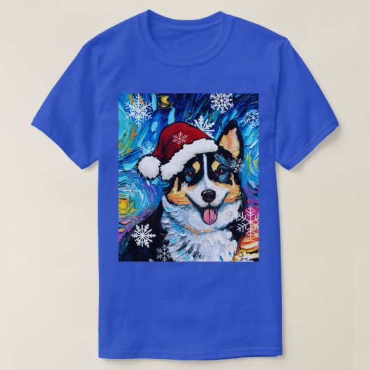 T-shirt Tri couleur Corgi Père Noël (Design devant)