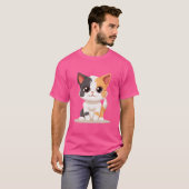 T-shirt Tri couleur fille chat (Devant entier)
