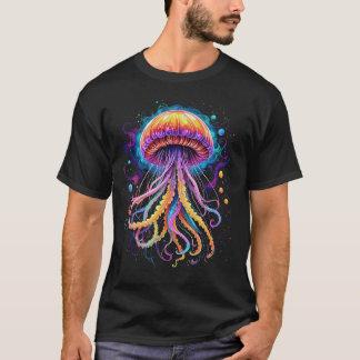 T-shirt Tri psychédélique Noir Style Jellyfish