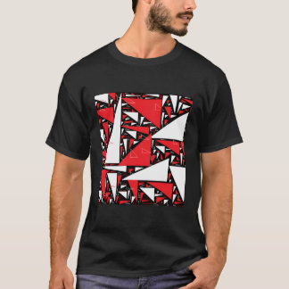 T-shirt Triangle blanc noir mou rouge