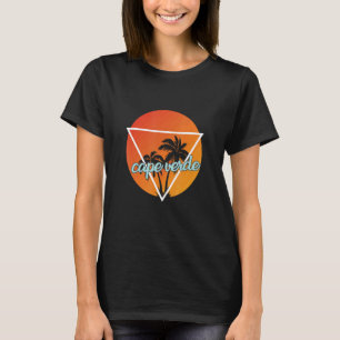 T-shirt Triangle Cap Vert En Forme De Soleil Avec Palmes