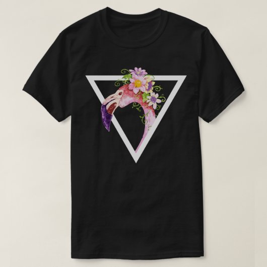 T-shirt Triangle Flamant rose aquarelle (Design devant)