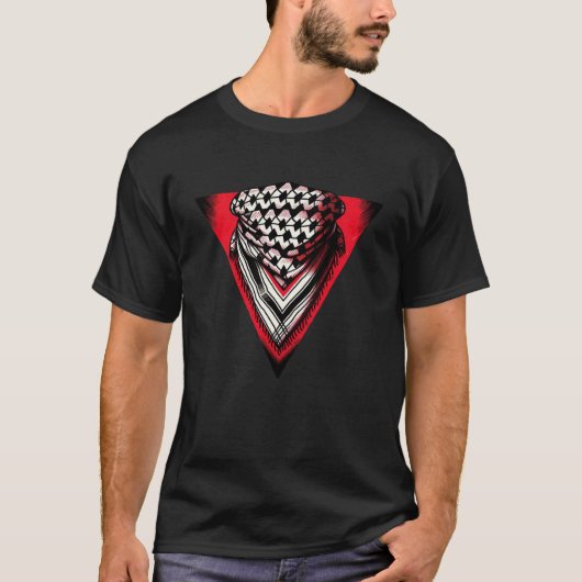 T-shirt Triangle rouge inversé keffiyeh (Devant)