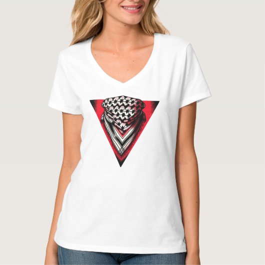 T-shirt Triangle rouge inversé keffiyeh (Devant)