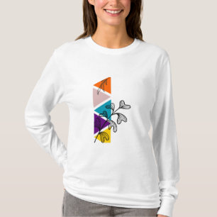 T-shirt Triangles multicolores avec Feuilles à main