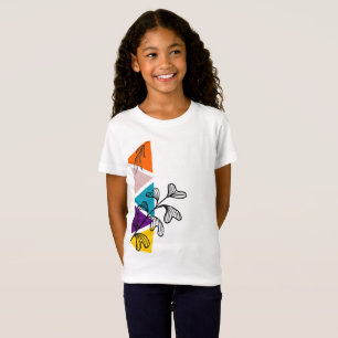 T-Shirt Triangles multicolores avec Feuilles à main