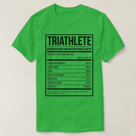 T-shirt Triathlète Funny Triathlon Nutrition Étiquette 2 (Design devant)