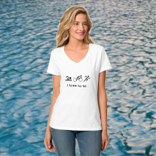 T-shirt Triathlon aime les trois pictogrammes