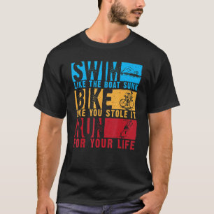 T-shirt Triathlon cool Pour Hommes Femmes Bateau Swim Vélo