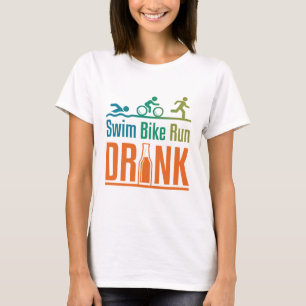 T-shirt Triathlon drôle de natation de vélo de course à pi