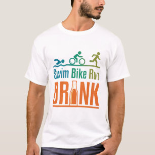 T-shirt Triathlon drôle de natation de vélo de course à pi