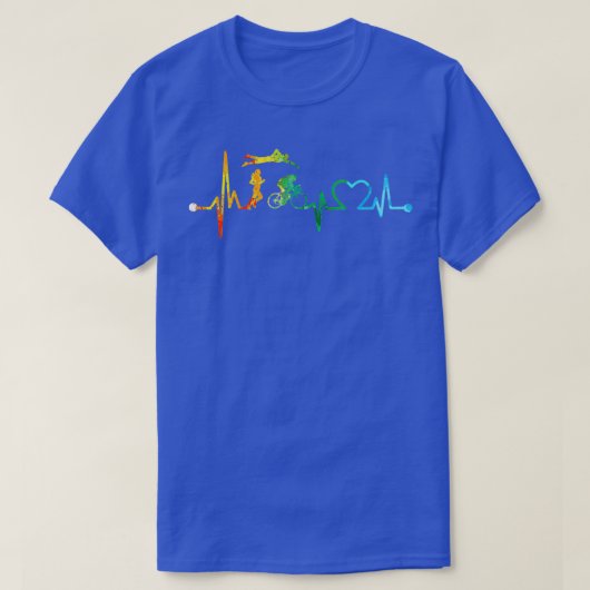 T-SHIRT TRIATHLON HEARTBEAT WATERCOLOR 2 (Design devant)