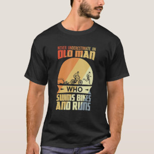 T-shirt Triathlon Inspirant pour Homme Vieux Athlète de Tr