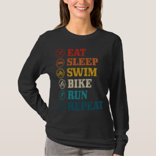 T-shirt Triathlon Manger Sommeil Nager Vélo Course Répéter