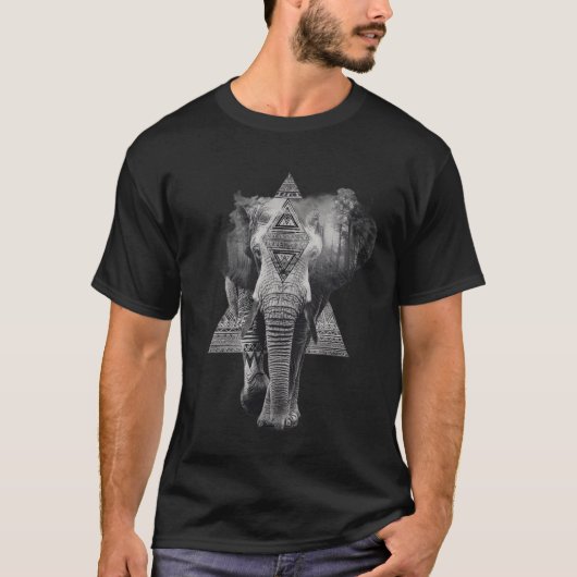 T-shirt Tribal Elephant with Forest Overlay (Devant)