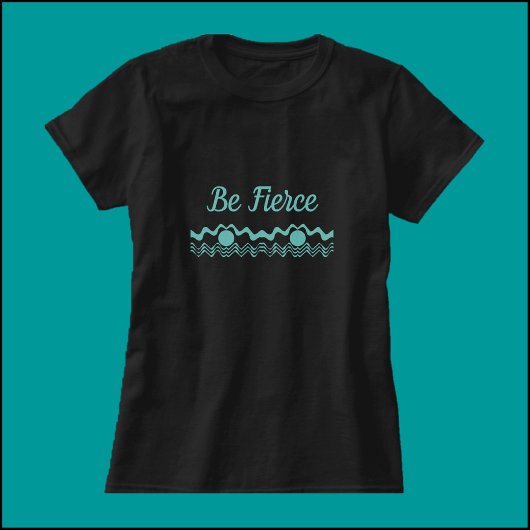 T-shirt Tribal Ethnic Geometry Turquoise et Noir