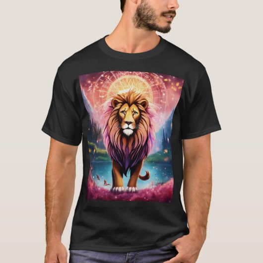 T-shirt "Tribal Geometry Lion Logo - Bold & Cultural" (Devant)