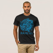 T-shirt TRIBAL HIBISICUS POLYNÉSIEN HAWAII LtBlue (Devant entier)