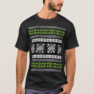 T-shirt Tribal Navajo, motif noir blanc vert.