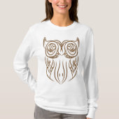 T-shirt Tribal Owl Line Art moderne Brown Abstrait (Devant)