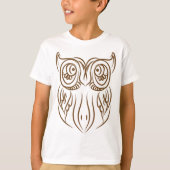 T-shirt Tribal Owl Line Art moderne Brown Abstrait (Devant)